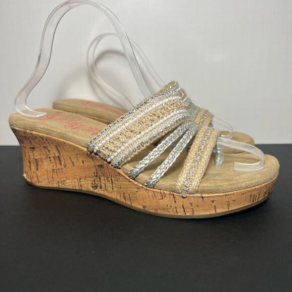 Womens JELLYPOP Mayra Embellished Memory Foam Wedge Sandals / Size 8 Medium - Picture 1 of 8